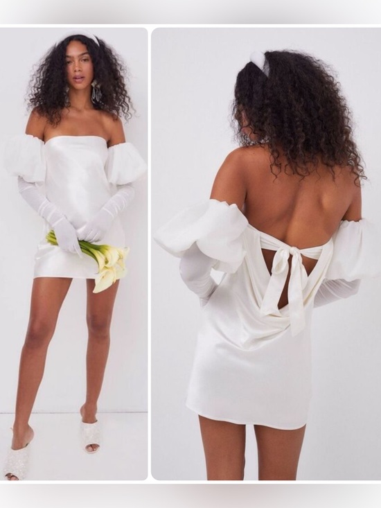 For Love And Lemons Dresses & Skirts - For Love & Lemons Hazel Detachable Puff Sleeve/Gloves Bridal Mini Dress NWT $279